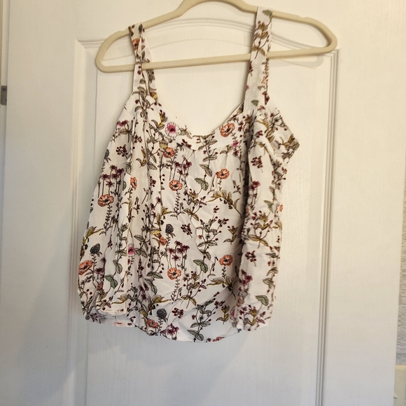 GAP Tops - GAP Floral Women's Blouse - White and Multicolor Size L Euc